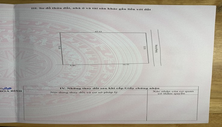 Bán Đất , Hòa Sơn , Lương Sơn , Hào Bình :  Dt  3340m2