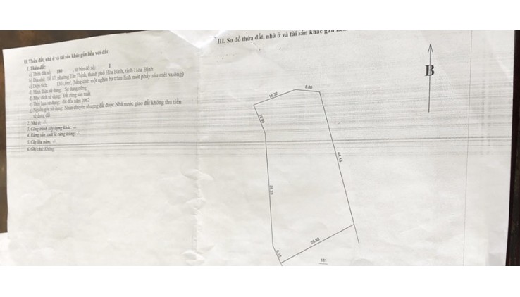 Cần Chuyển Nhượng 1500m2 Đất mặt đường Bê-tông Tổ 17 Phường Tân Thịnh ( Tiểu Khu 10) Thành phố Hoà Bình