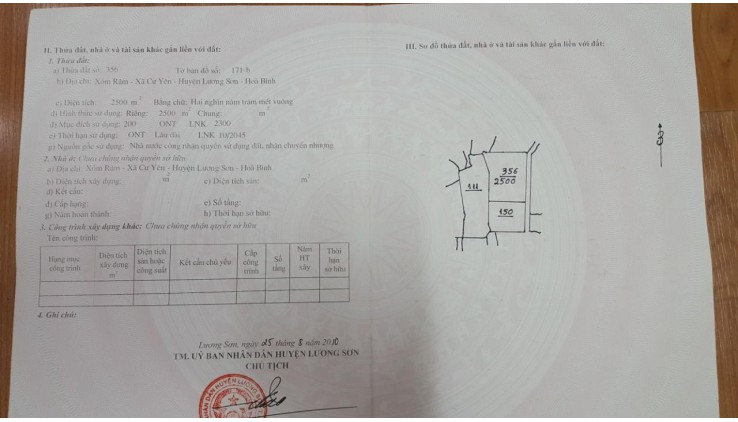 BÁN ĐẤT TRANG TRẠI NGHỈ DƯỠNG 2500M - MẶT ĐƯỜNG 50M BÁM HỒ CƯ YÊN