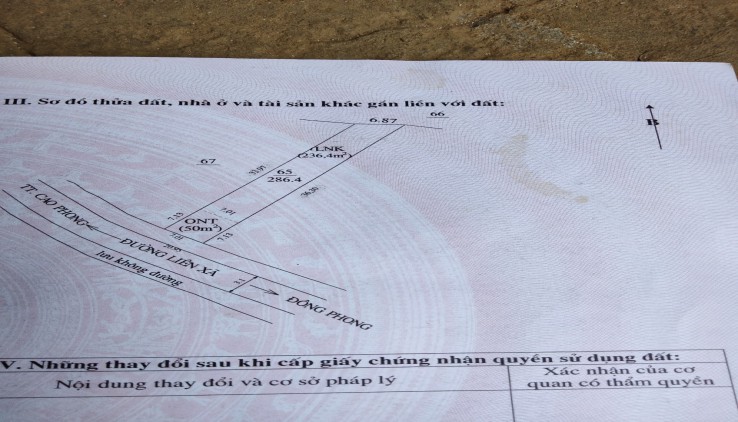 Cần bán 216m đất cao phong bám đường nhựa to, giá 330tr