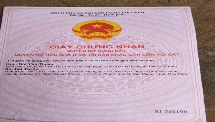 Cần bán 216m đất cao phong bám đường nhựa to, giá 330tr